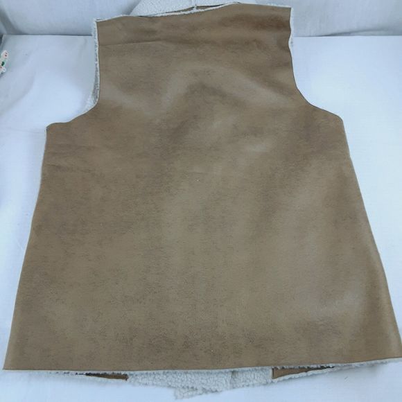 Elaine Turner Womens Sleeveless Faux Suede Leather Open Vest Size M/L Shearling - Picture 16 of 16